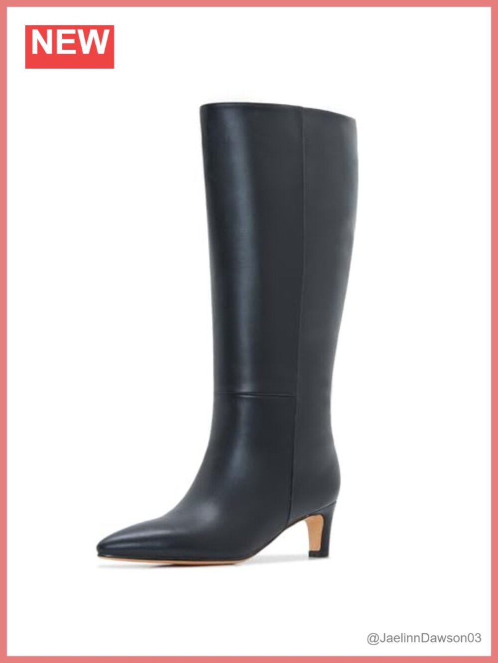 Plus Size Knee High Boots for Women, Wide Calf Pointed Toe Kitten Heel Dress